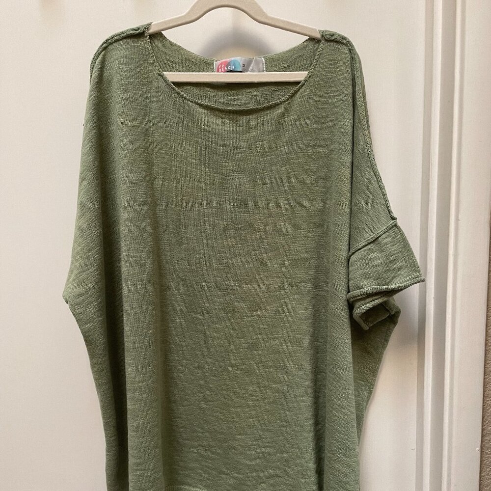 Free People Beach Women's Green Short Sleeve Knit Sweater Top